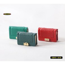 隨草憶境 迷你仿真金屬皮夾皮包手包零錢包 OB11娃娃屋時尚裝飾微縮模型 打造精緻娃娃場景, 1個, 紅色