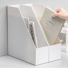 리빙픽 2개 파일꽂이 책꽂이 책상 수납박스 사무용품, 화이트