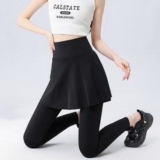 高腰假兩件彈力運動瑜珈褲裙