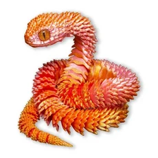 취미 3D 프린팅 뱀 회전 관절 뱀 인형 홈 오피스 데스크톱 공예품 액세서리 창의 홈 정원 경관 어린이 선물, 01 30CM, 01 Red