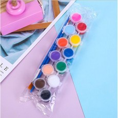 丙烯顏料畫筆套裝, 1個, 3ml／12色丙烯顏料配兩支筆