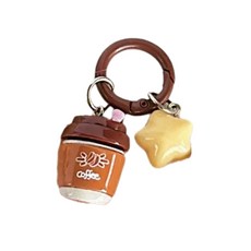 아티스틱 커피 스타 열쇠고리 장식 가방 걸이 펜던트 핸드백 백팩 책가방 장식 선물, 1개, 컵