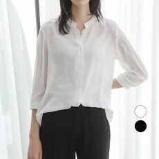 프롬코 여성용 칠부 소매 헨리넥 쉬폰 블라우스 FRC154