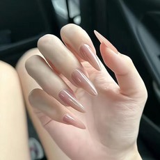 小紅書爆款穿戴甲高級感貓眼水鑽美甲片漸變輕奢純欲假指甲貼30片, 1個, BY1841纖細白嫩:手工甲XS碼#10片/袋