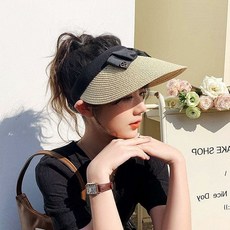 자외선 선캡 여성선캡 햇빛가리개 차단 베이지 라탄 썬캡ver8+2qAQ