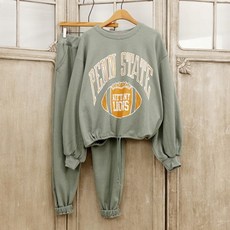 Quartermoon鬆緊春秋大學T慢跑上下運動套裝