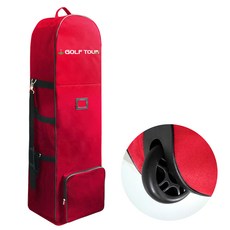 제이빅 골프여행 이동형 바퀴 캐디백 항공커버, 레드