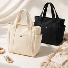 라이프픽 프리미엄 멀티 수납 기저귀 가방 가벼운 숄더 백, 모던블랙