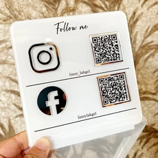비즈니스 간판 소셜 미디어 보드 QR 스캔 아크릴 유리 플렉시글라스 장식, 01 15x15cm, 02 Silver icon