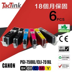 TacTink CANON PGI-750XL CLI-751XL 相容墨水匣 5色組合包, 1套, 五色組合