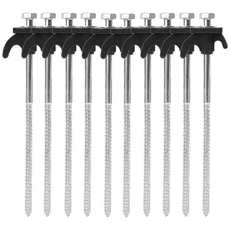 20CM 탄소강 텐트 펙 스파이크 훅 캠핑 텐트 못 나선형 캐노피 말뚝 야외용 10/2개 나사 앵커 텐트 말뚝, 01 Black - 10pcs