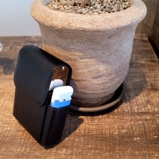 여자 가죽 심플 일체형 라이타 담배 케이스 파우치