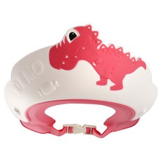 兒童洗頭帽 洗髮帽 寶寶適用 卡通造型 防水護耳 可調節頭圍 沐浴好幫手, 恐龍款 紅色, 1個