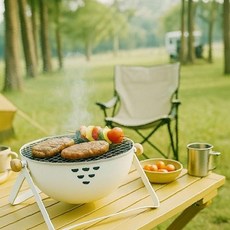 캠핑 석쇠 그물망 원형 조리 스테인리스 고기굽기 24cm 조리도구 야외활동용 화로, 1개, 상세페이지 참조