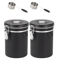 SHUNFA 304 스테인리스 커피 원두 밀폐용기 1.8L, 2개, 매트 블랙 2개, 매트 블랙