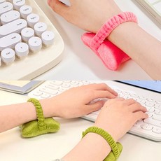 1p/2p 핵폭신 마우스 키보드 손목 쿠션 보호 받침대 편안한 팔찌형, 1개, 핑크+카키