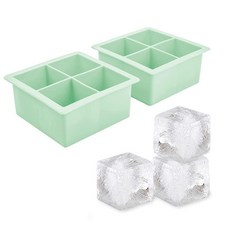 Tovolo Elements 위스키 버번 칵테일 등을 위한 실리콘 엑스트라 라지 아이스 큐브 2개 세트 BPA 프리 및 식기세척기 사용 가능 XL 트레이 민트