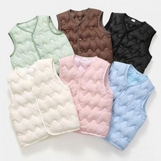 물결 캔디 누빔 아동 경량 패딩 조끼