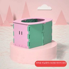 소변기 휴대용 차량탑재 여행 접이식 간이 이동식 노인, 1개, 그린 앤 핑크