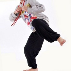 廣隆 兒童練習褲 小孩功夫褲 太極拳透氣褲 武術燈籠褲 瑜珈禪坐運動休閒褲 學舞褲, 1個, 150公分