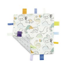 해외 CREVENT Tag Security 아기용 담요 남아용 부드럽고 작은 러비 아기 이불 감각 생일 베이비 샤워를 위한 훌륭한 선물 25.4 x 25.4cm10 10인치 8, .0012.Dino Tag.