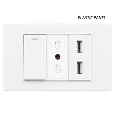 Melery 브라질 플러그 벽 소켓 20A USB Tomada&TypeC 전원 압력 스위치강화 플라스틱/유리 패널 위치 콘센, 1G 2USB OUTLET WH PC, 1개