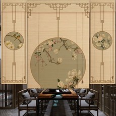 일식집커튼 입구 대나무 산봉우리가 중문 식당 커튼 현관 바란스 고전 찻집