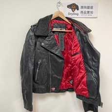 極度乾燥 Superdry 男款 騎士斜領真皮皮衣外套 (可拆毛領), 復古黑色,XL, 1個