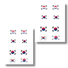 오션큐 숏핀스티커 오리발 스노쿨 롱핀 수영 방수 스티커, 1세트, 태극기+태극기