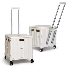 클리나 접이식 쇼핑카트 장바구니 캐리어 캠핑용 뚜껑일체형 틸트손잡이, 1개, 크림