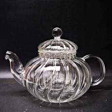 自在坊茶具 條紋南瓜壺 600ml 手工耐熱玻璃過濾花茶壺, 條文南瓜壺, 1個