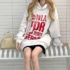 투니스 여성 레터링 기모 긴소매 후드 티셔츠
