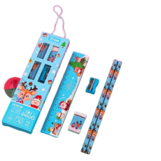 聖誕鉛筆五合一禮盒，兒童繪畫專用，安全無毒，聖誕節禮物首選, D藍色, 1個