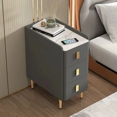 스마트 협탁 침대 옆 수납장 수납장 무선 온리픽, 조립형 다리4개직접설치필요, 25x40x60cm, 석판 다크그레이+멀티탭 기본 오른쪽