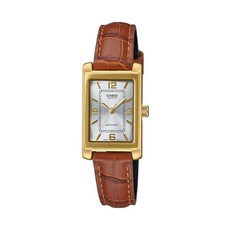 카시오 Casio LTP-1234GLL-7A 여성용 직사각형 표준 클래식 골드 톤 가죽 밴드 실버 다이얼 드레스 시계 120741, 카시오 Casio LTP-1234GLL-7A 여성용 직