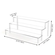 아크릴 다채로운 블라인드 박스 스지 디스플레이 랙 다층 20/30/40X8cm 사다리꼴 입상 홈 홀더, 03 40X8cm-3 Layer