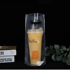 奶茶打包袋 商用一次性手提袋 高透明果汁飲料袋, 1個, 98口徑500ML-700ML單杯袋,100個裝