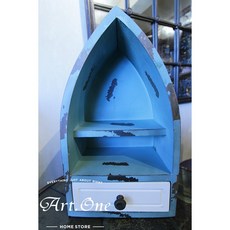 LW67019 工業風 淺藍帆船型一抽櫃 櫃子 獨特帆船造型設計，增添居家海洋氣息