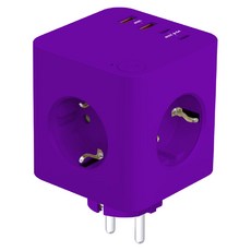 데코아르 멜로우 비비드 도킹형 멀티탭 (3구+4포트 타입) 퍼플, 1개, 77mm