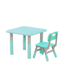 粉色兒童可調節書桌椅組合，寶寶學習桌，安全環保材質，寬敞桌面設計, 藍色升降桌 贈1椅