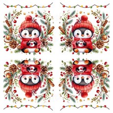 TS 聖誕節蝶谷巴特餐巾紙/藝術紙，Decoupage餐巾紙，聖誕派對餐巾紙，節慶裝飾餐巾紙, 1個, 33x33四格圖