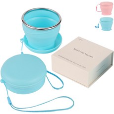 선물 상자 포함 차오앤카이 접이식 실리콘 컵 6온스180ml - 하이킹 캠핑 헬스장 및 일상 사용을 위한 휴대용 누수 방지 여행 텀블러 BPA 프리 블루, Blue