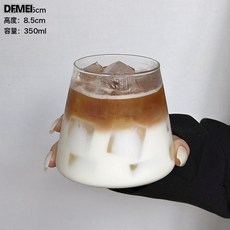 DFMEI 富士山杯玻璃杯冰美式拿鐵咖啡杯家用冷飲杯飲料杯水杯, 1個