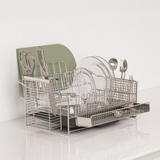 [런칭기념! 수저통증정] 올스텐 자동 물빠짐 크레오 식기건조대, 04_크레오 식기건조대[거치형]+롱수저통