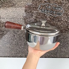 304不鏽鋼泡麵碗 (附蓋帶把手) - 耐高溫可加熱飯碗, 1個, 304不鏽鋼【木手柄】碗（無蓋800ml,2個