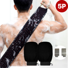 홈토크 때 잘밀리는 때밀이롱타올 때장갑 후크 5종, 블랙, 1개, 1세트