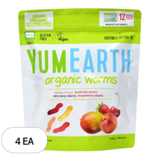 야미얼스 유기농 웜 젤리 237.6g, 망고 + 복숭아 + 체리 + 딸기 혼합맛, 4개