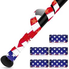 Soulchen 야구 소프트볼 크리켓용 배트 그립 테이프 5팩 1.5mm 99.37cm39.37인치 프리컷 풀 접착제 전문가용 느낌의 랩 핸들용 레드 화이트 블루 미국 국기 디, American Flag 451033