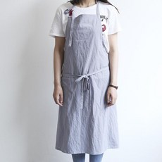 브랜드없음 도자기 도예 앞치마 린넨 공방 작업 앞치마, 실버그레이