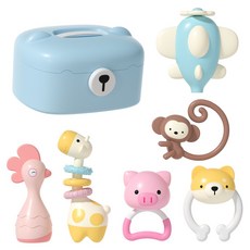 고려베이비 동물 딸랑이 치발기 세트 신상아 아기 백일 출산 준비 선물, 동물딸랑이 6종세트, 1개